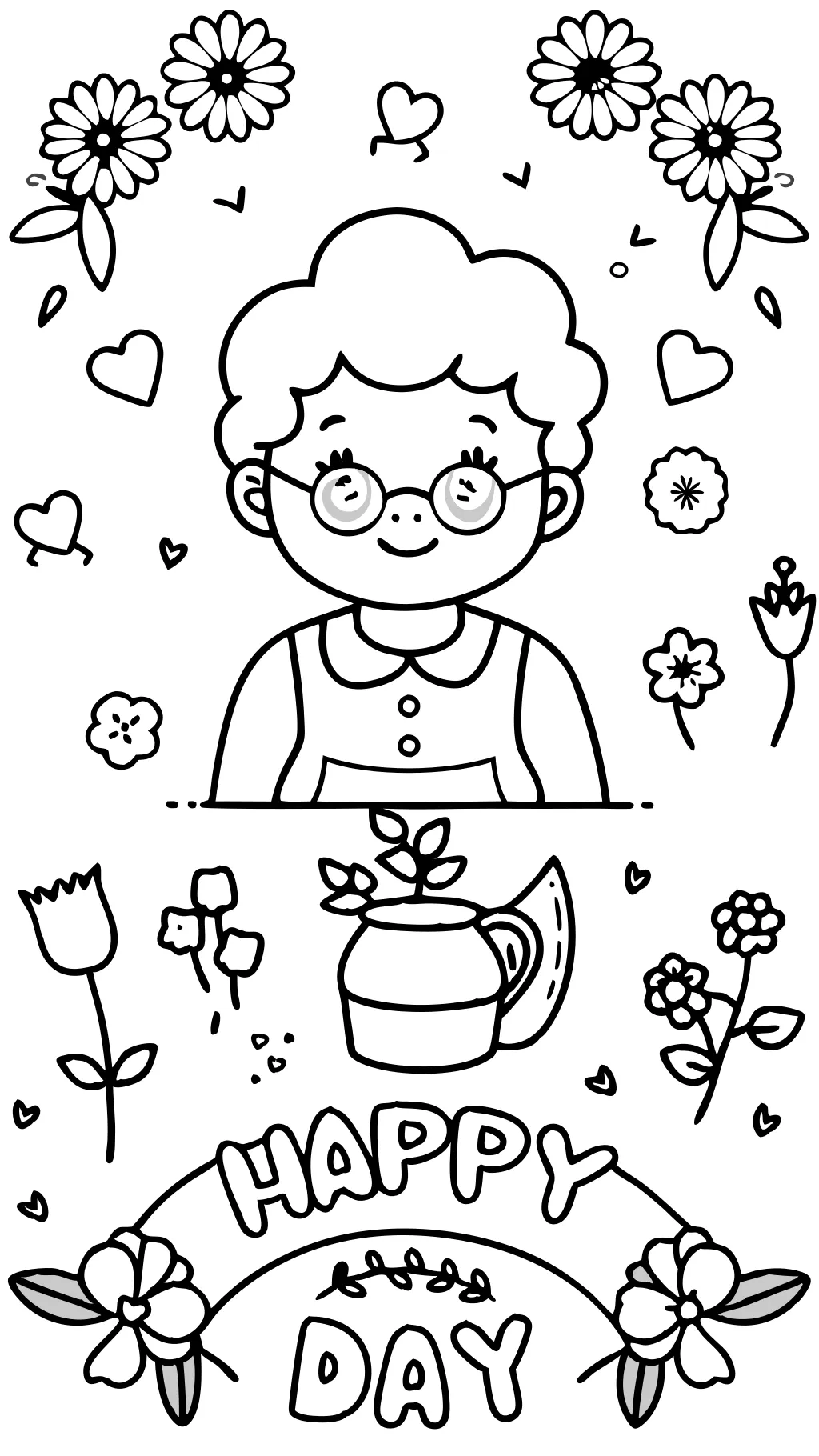 Grand-mère pour la fête des mères coloriage pour nonna